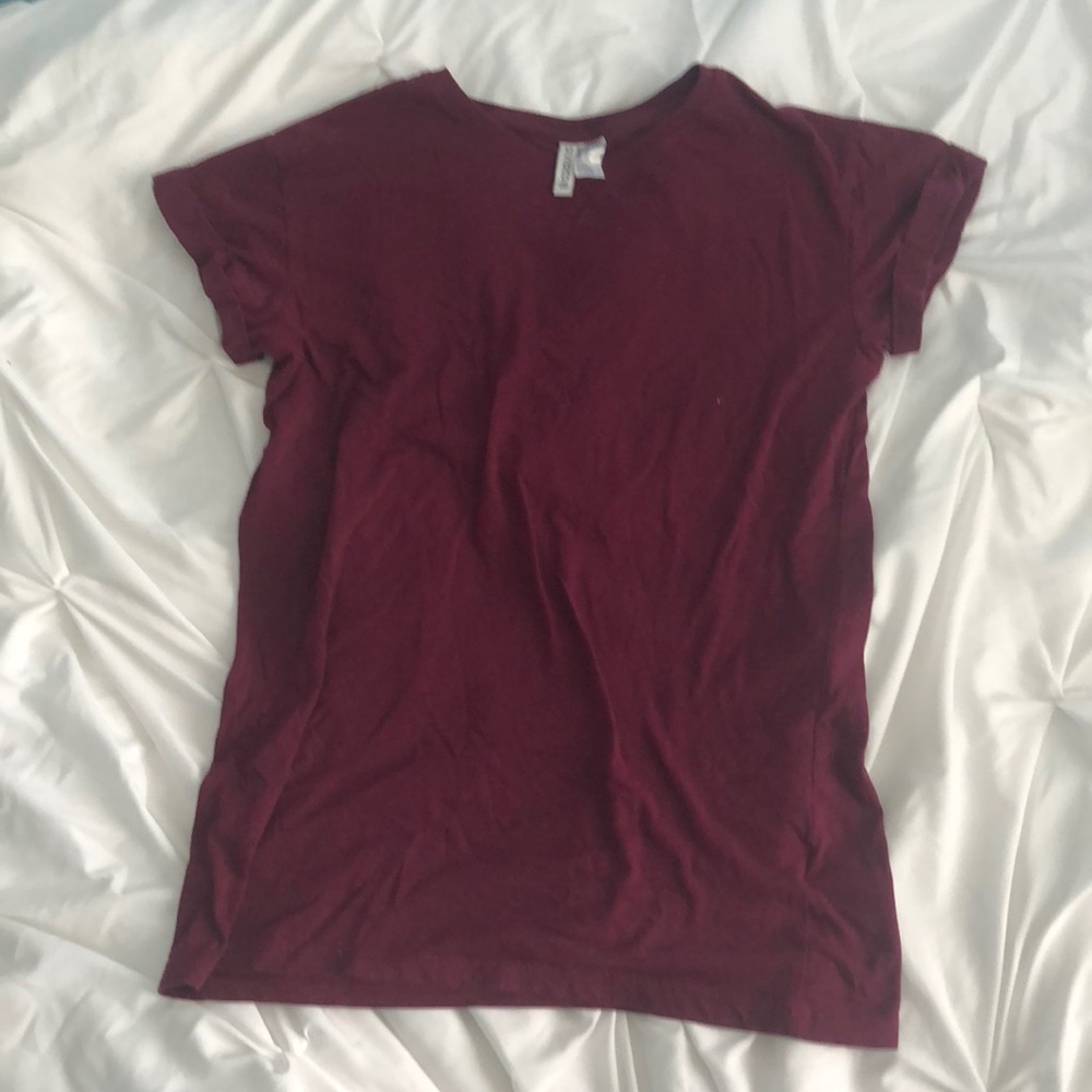 Maroon Cuffed Sleeve Tee Shirt